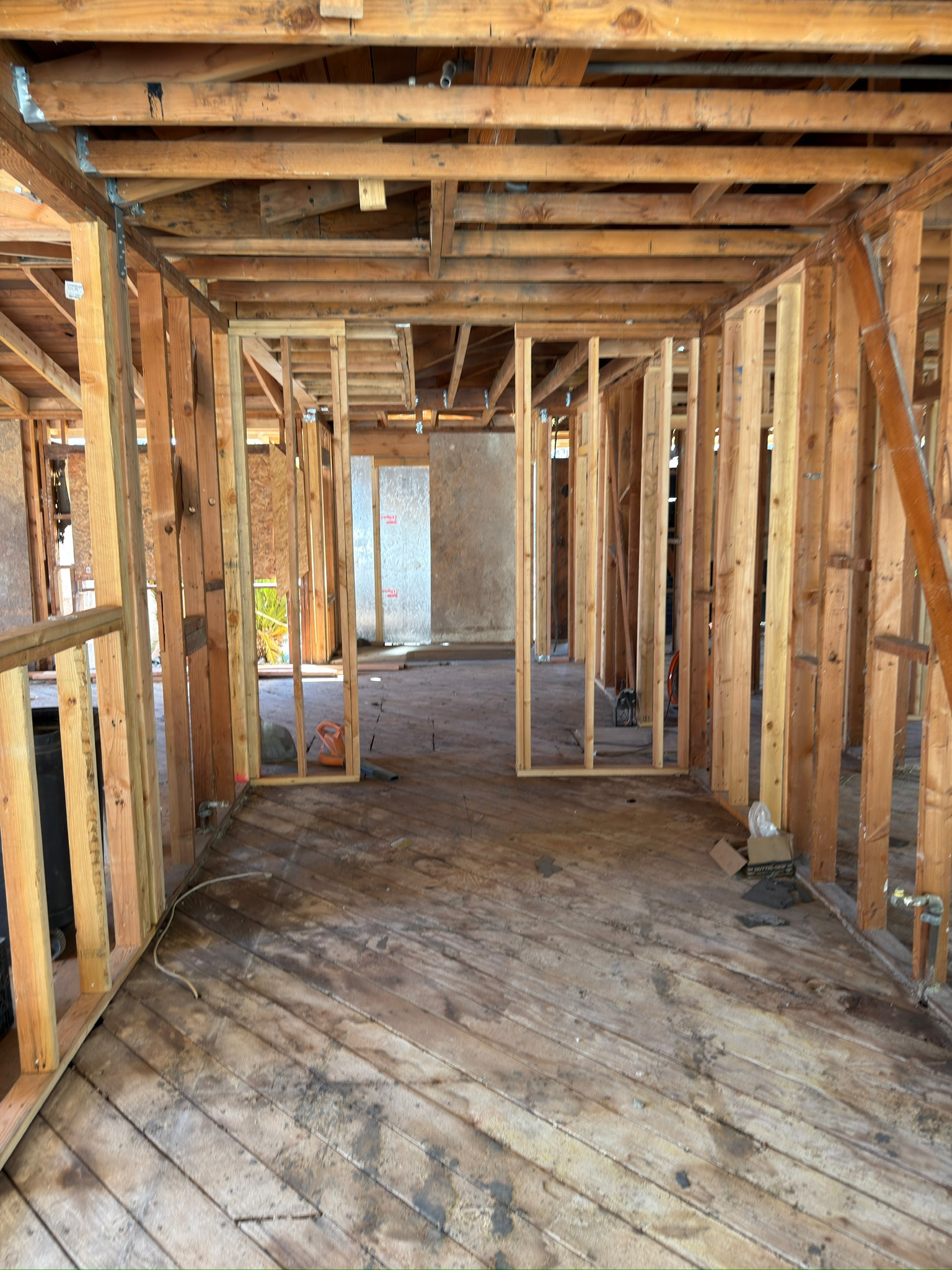 Interior framing during a full-home renovation by RMK Builders