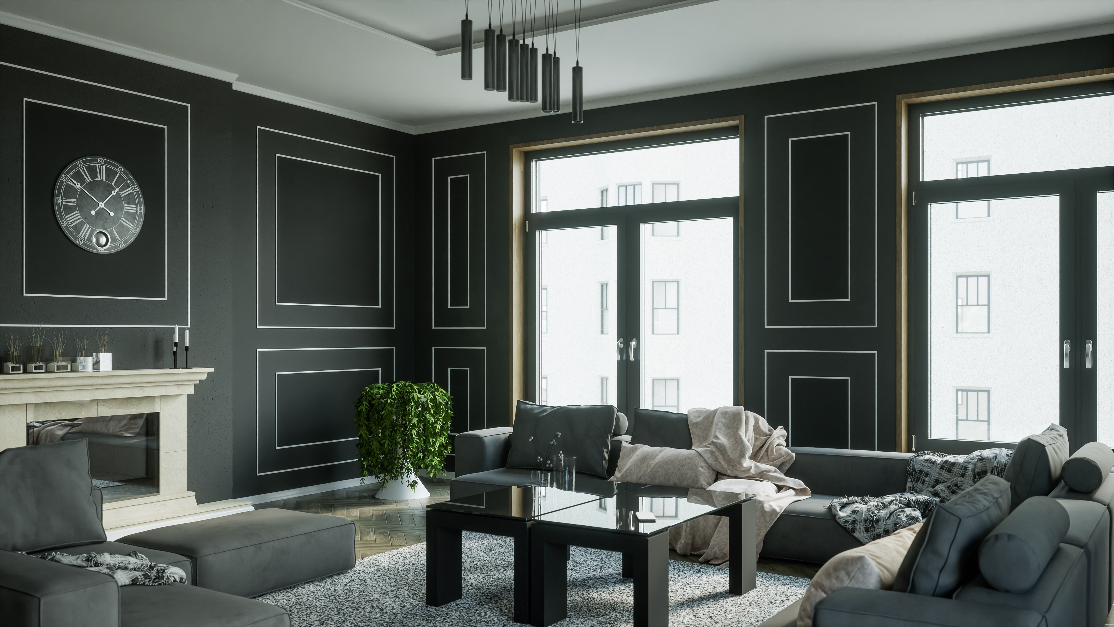 MB-79N aluminium windows in a bright contemporary interior